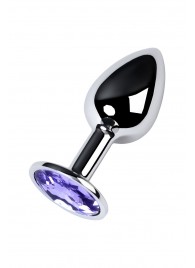 Серебристая конусовидная анальная пробка с фиолетовым кристаллом - 7 см. - ToyFa - купить с доставкой в Перми