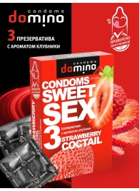 Презервативы для орального секса DOMINO Sweet Sex с ароматом клубничного коктейля  - 3 шт. - Domino - купить с доставкой в Перми