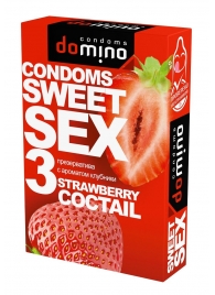 Презервативы для орального секса DOMINO Sweet Sex с ароматом клубничного коктейля  - 3 шт. - Domino - купить с доставкой в Перми