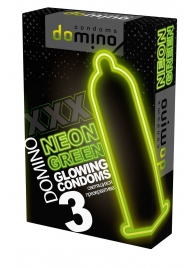 Презервативы DOMINO Neon Green со светящимся в темноте кончиком - 3 шт. - Domino - купить с доставкой в Перми