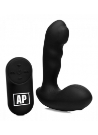 Черный стимулятор простаты Alpha-Pro 7X P-Milker Silicone Prostate Stimulator with Milking Bead - XR Brands - в Перми купить с доставкой