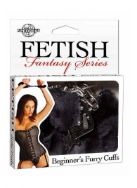 Меховые чёрные наручники Beginner s Furry Cuffs - Pipedream - купить с доставкой в Перми