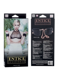 Черные мягкие наручники Entice French Cuffs с цепью - California Exotic Novelties - купить с доставкой в Перми