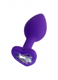 Фиолетовая анальная втулка Diamond Heart с прозрачным кристаллом - 7 см. - ToyFa - купить с доставкой в Перми