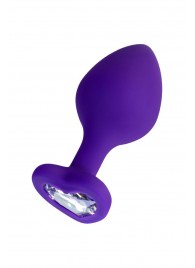 Фиолетовая анальная втулка Diamond Heart с прозрачным кристаллом - 8 см. - ToyFa - купить с доставкой в Перми