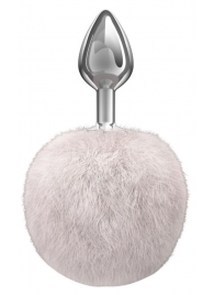 Серебристая анальная пробка с белым пушистым хвостиком Twinkle - Lola Games - купить с доставкой в Перми