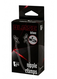 Черные зажимы на соски на цепочке BLAZE DELUXE NIPPLE CLAMPS - Dream Toys - купить с доставкой в Перми