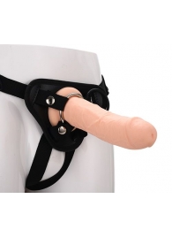 Черные трусики с телесной насадкой STRAP ON REAL DILDO - 21 см. - Dream Toys - купить с доставкой в Перми