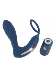 Синий вибростимулятор простаты с кольцом - 14,5 см. - Orion - в Перми купить с доставкой