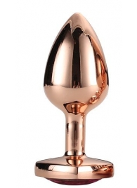 Золотистая анальная втулка с кристаллом-сердечком розового цвета - 7,1 см. - Dream Toys - купить с доставкой в Перми