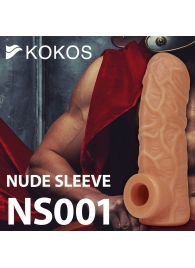 Телесная открытая насадка-реалистик с подхватом мошонки Nude Sleeve M - 12 см. - KOKOS - в Перми купить с доставкой