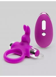 Лиловое виброкольцо с пультом ДУ Remote Control Cock Ring - Happy Rabbit - в Перми купить с доставкой