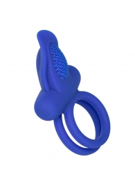 Синее перезаряжаемое эрекционное кольцо Silicone Rechargeable Dual Pleaser Enhancer - California Exotic Novelties - в Перми купить с доставкой