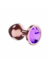 Пробка цвета розового золота с фиолетовым кристаллом Diamond Amethyst Shine S - 7,2 см. - Lola Games - купить с доставкой в Перми