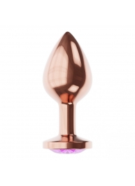 Пробка цвета розового золота с фиолетовым кристаллом Diamond Amethyst Shine S - 7,2 см. - Lola Games - купить с доставкой в Перми