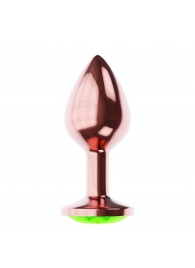 Пробка цвета розового золота с лаймовым кристаллом Diamond Emerald Shine S - 7,2 см. - Lola Games - купить с доставкой в Перми