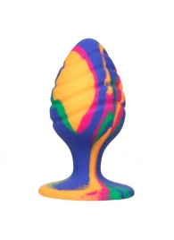 Яркая анальная пробка Cheeky Large Swirl Tie-Dye Plug - 9 см. - California Exotic Novelties