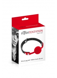 Красный кляп-шарик на черных ремешках - Fetish Tentation - купить с доставкой в Перми