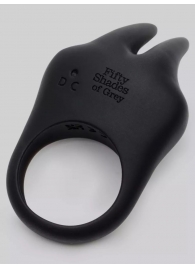 Черное эрекционное виброкольцо Sensation Rechargeable Vibrating Rabbit Love Ring - Fifty Shades of Grey - в Перми купить с доставкой