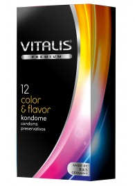 Цветные ароматизированные презервативы VITALIS PREMIUM color   flavor - 12 шт. - Vitalis - купить с доставкой в Перми