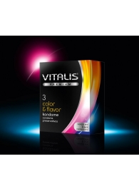 Цветные ароматизированные презервативы VITALIS PREMIUM color   flavor - 3 шт. - Vitalis - купить с доставкой в Перми