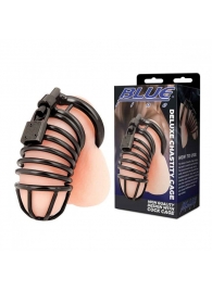 Черная металлическая клетка с замком Deluxe Chastity Cage - BlueLine - купить с доставкой в Перми