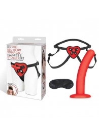 Красный поясной фаллоимитатор Red Heart Strap on Harness   5in Dildo Set - 12,25 см. - Lux Fetish - купить с доставкой в Перми