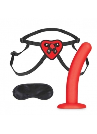 Красный поясной фаллоимитатор Red Heart Strap on Harness   5in Dildo Set - 12,25 см. - Lux Fetish - купить с доставкой в Перми