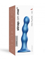 Голубая насадка Strap-On-Me Dildo Plug Balls size L - Strap-on-me - купить с доставкой в Перми