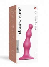 Розовая насадка Strap-On-Me Dildo Plug Beads size S - Strap-on-me - купить с доставкой в Перми