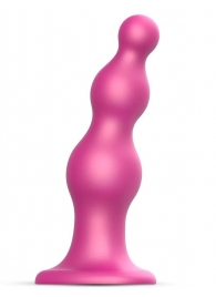 Розовая насадка Strap-On-Me Dildo Plug Beads size S - Strap-on-me - купить с доставкой в Перми