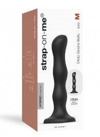 Черная насадка Strap-On-Me Dildo Geisha Balls size M - Strap-on-me - купить с доставкой в Перми