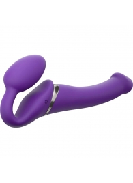 Фиолетовый безремневой вибрострапон Vibrating Bendable Strap-On - size L - Strap-on-me - купить с доставкой в Перми