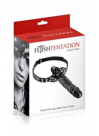 Черный кляп-фаллоимитатор Double Penis Gag - Fetish Tentation - купить с доставкой в Перми