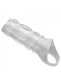 Насадка на пенис с кольцом для мошонки Clear Sensations Enhancer Sex Sleeve - 11,5 см. - XR Brands - в Перми купить с доставкой