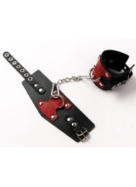 Черные кожаные оковы с красными вставками - Crazy Handmade - купить с доставкой в Перми