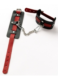 Черные оковы с красным декором и заклепками - Crazy Handmade - купить с доставкой в Перми