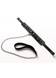 Черный ошейник с шипами и поводком - Crazy Handmade - купить с доставкой в Перми