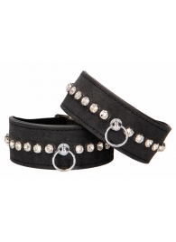 Черные наручники Diamond Studded Wrist Cuffs - Shots Media BV - купить с доставкой в Перми