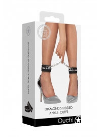 Черные поножи Diamond Studded Ankle Cuffs - Shots Media BV - купить с доставкой в Перми