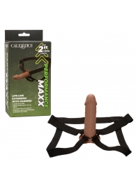 Коричневый фаллопротез Life-Like Extension with Harness - 17,75 см. - California Exotic Novelties - купить с доставкой в Перми