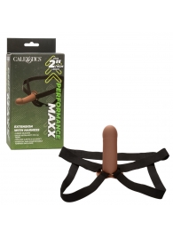 Коричневый фаллопротез из силикона Extension with Harness - 15,75 см. - California Exotic Novelties - купить с доставкой в Перми