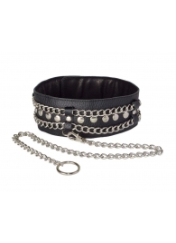 Чёрный ошейник с цепочками и поводком - Sitabella - купить с доставкой в Перми