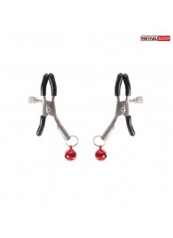 Серебристые зажимы на соски с шариками - Notabu - купить с доставкой в Перми