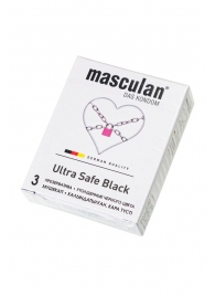 Ультрапрочные презервативы Masculan Ultra Safe Black - 3 шт. - Masculan - купить с доставкой в Перми