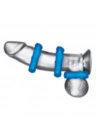 Комплект из трех голубых эрекционных колец 3-Pack Ribbed Rider Cock Ring Set - BlueLine - в Перми купить с доставкой