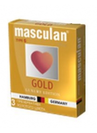 Презервативы Masculan Ultra Gold с золотым напылением и ароматом ванили - 3 шт. - Masculan - купить с доставкой в Перми