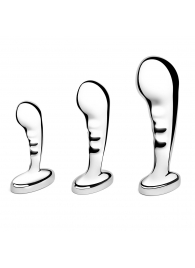 Набор из 3 стальных стимуляторов простаты Stainless Steel P-spot Training Set - b-Vibe - в Перми купить с доставкой