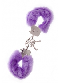 Фиолетовые меховые наручники METAL HANDCUFF WITH PLUSH LAVENDER - Dream Toys - купить с доставкой в Перми