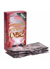 Презервативы Sagami Xtreme Strawberry c ароматом клубники - 10 шт. - Sagami - купить с доставкой в Перми